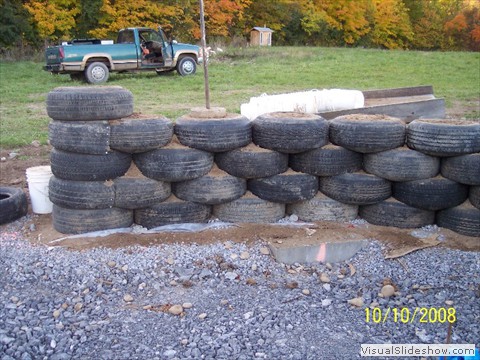 1/2 tires at the ends (every other row)